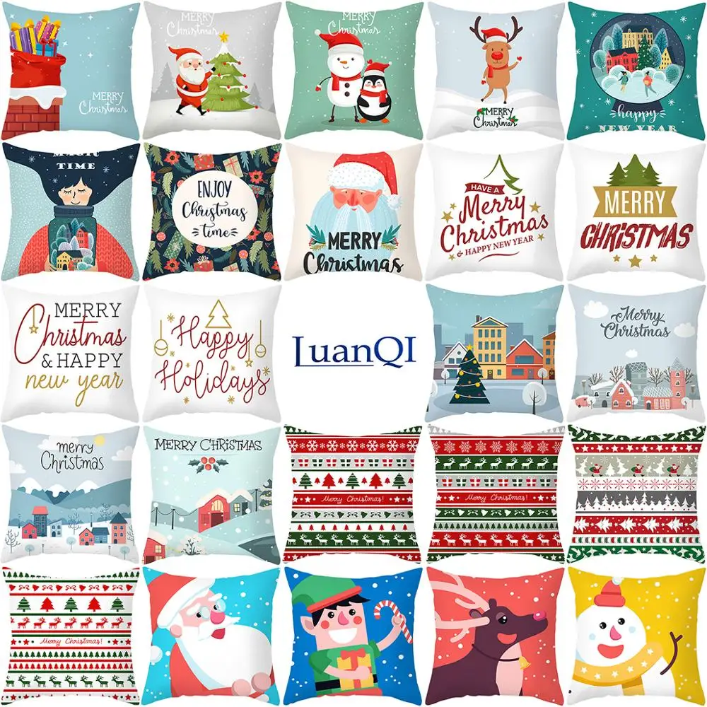 

Christmas Pillowcase Sofa Throw Pillow Santa Claus Gifts Xmas Home Decor Christams Ornaments Noel Natale 2020 Happy New Year