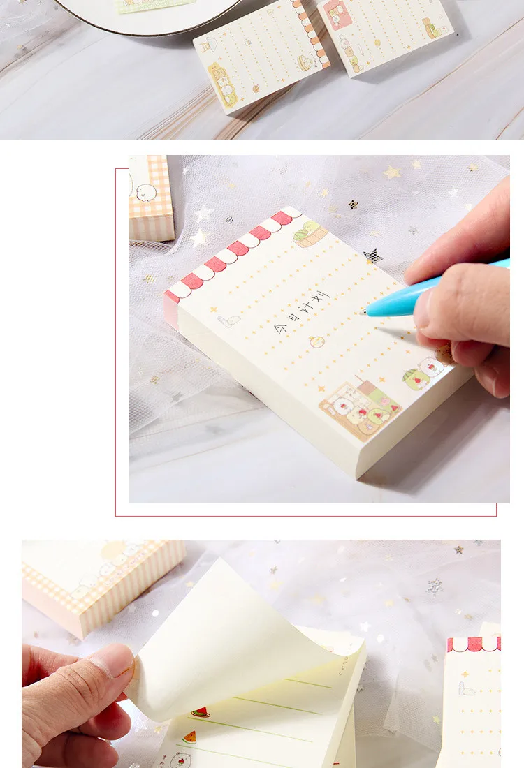 Sharkbang 100 листов Kawaii корейские блокноты для заметок блокнот для заметок для проверки списка бумажных принадлежностей школьные канцелярские принадлежности