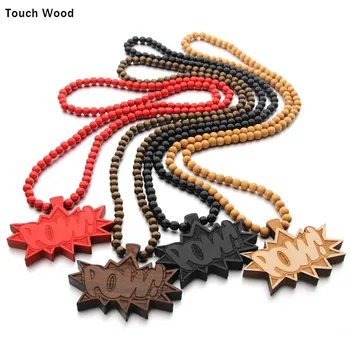 

Hot wooden pendant necklace / letters POW hip-hop jewelry / accessory dropshipping