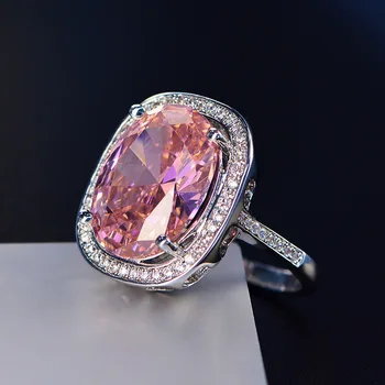 

Luxury Female Girl Crystal Ring Boho 925 Silver Yello Pink Yellow Ring Promise Engagement Rings For Women