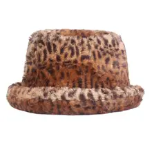 Женские шапки-ведра, зимняя теплая шапка в стиле хип-хоп с леопардовым принтом, модная шапка для женщин