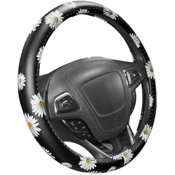 

Car Daisy Sunflower Automotive Steering Wheel Cover Anti Slip Universal, Car Handle Steering Covers Lady Fashion for Universal 1