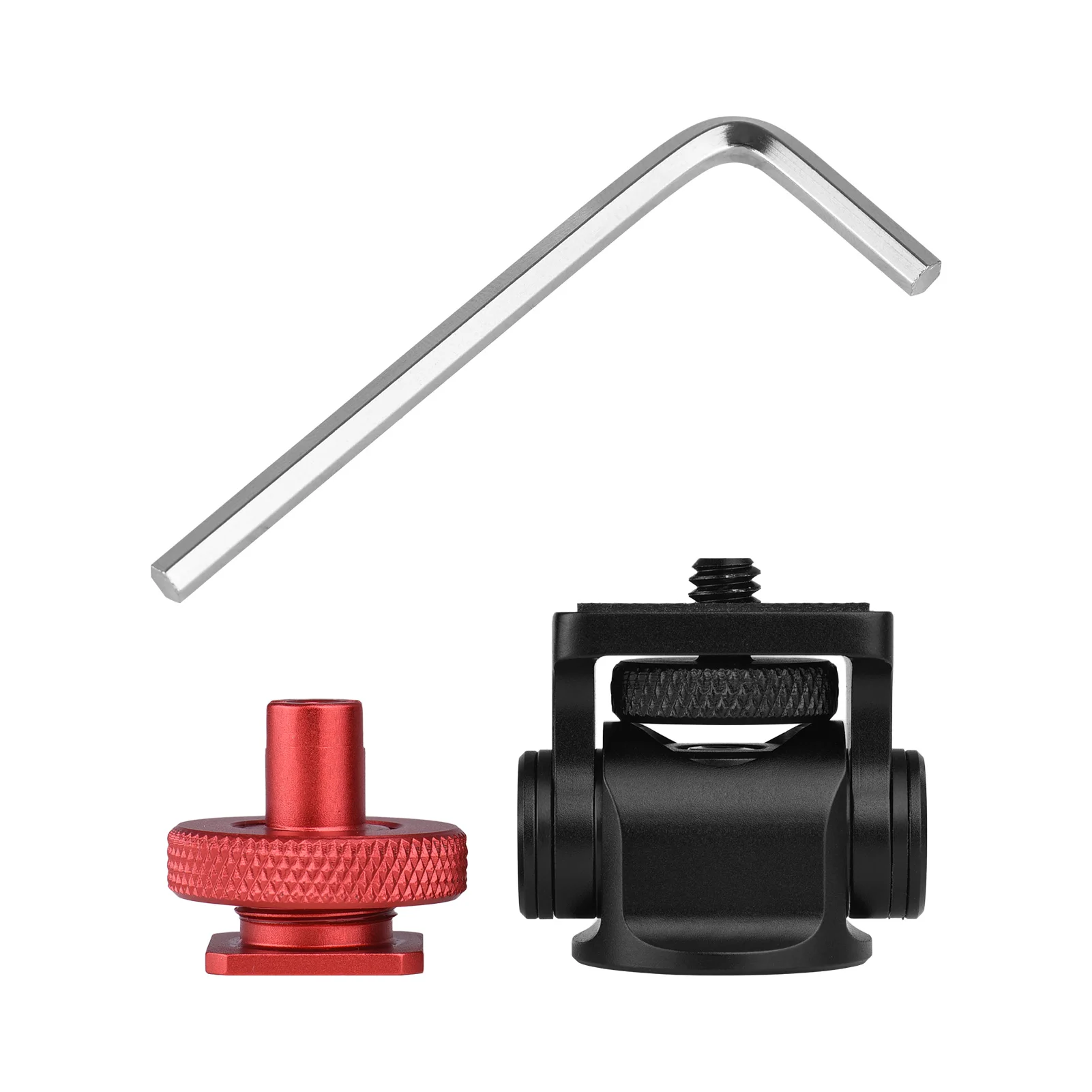 360 Rotatable Camera Monitor Cold Shoe Mount Adapter Head with 1/4