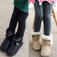 Для девочек начесы и плотные леггинсы брюки с хлопковой подкладкой зимняя новая стильная детская одежда в Корейском стиле для детей от 2 до 8 лет