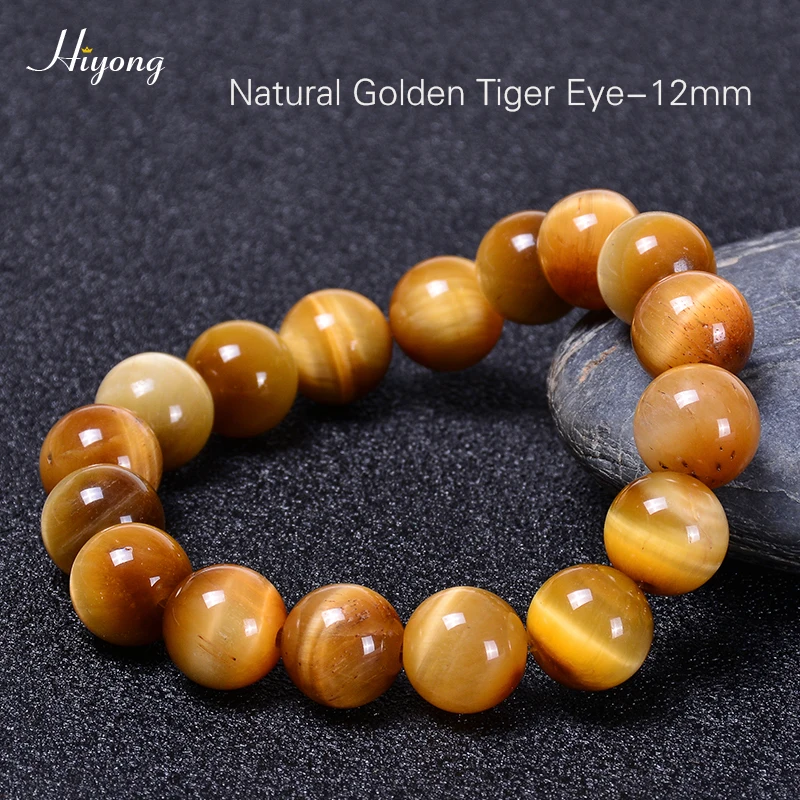 Tiger Eye(12mm) HIYONG зеленый браслет из Тигрового Глаза Натуральный камень энергии бусины из лечебных камней Браслеты тигровый глаз из бисера браслет для Для мужчин Для женщин 6/8/10 мм - Окраска металла: Tiger Eye(12mm)