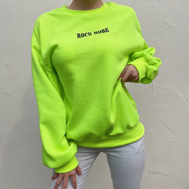 Darlingaga Autumn Winter Oversize Sweatshirt Women Loose Neon Pullover Letter Casual Women's Sweatshirts Harajuku Hoodies