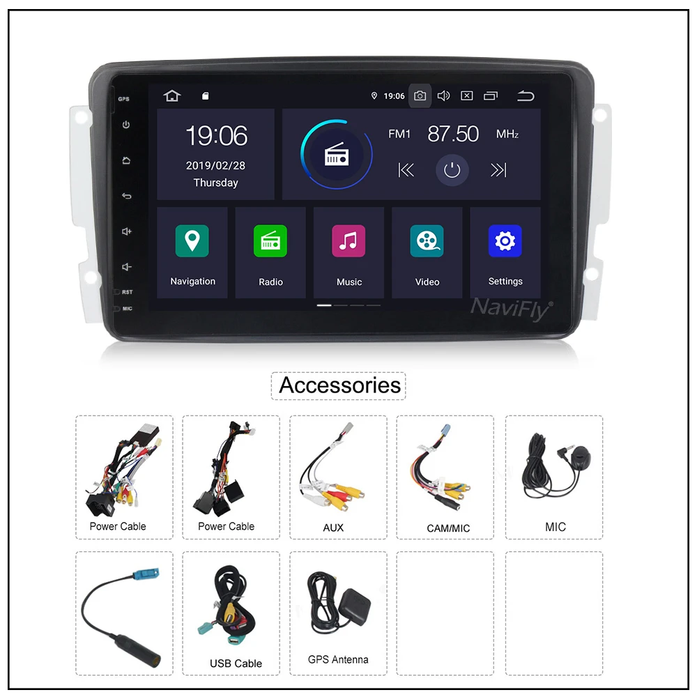 2Din Android9.0 4G ram 64G rom Автомобильный мультимедийный радио для Mercedes/Benz W209 W203 W168 ML W163 W463 Viano W639 Vito RDS