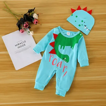 

2Pcs Newborn Baby Boys Girl Christmas Rompers Long Sleeve Cartoon Romper Jumpsuit Hat Party Costume Baby Clothes