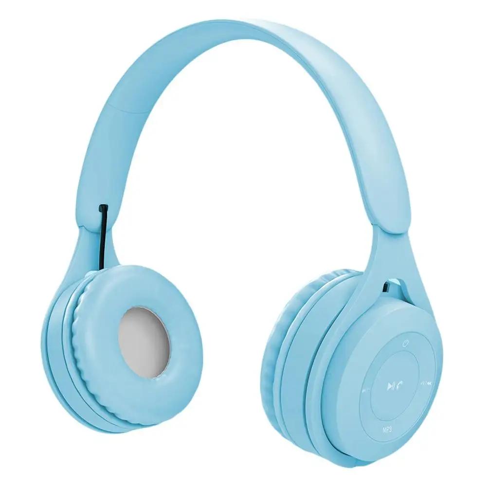 Head Mounted Wireless Bluetooth Headset HiFi Stereo Bass Over Ear Gaming Headphone with Microphone Macaron Color Earphones
