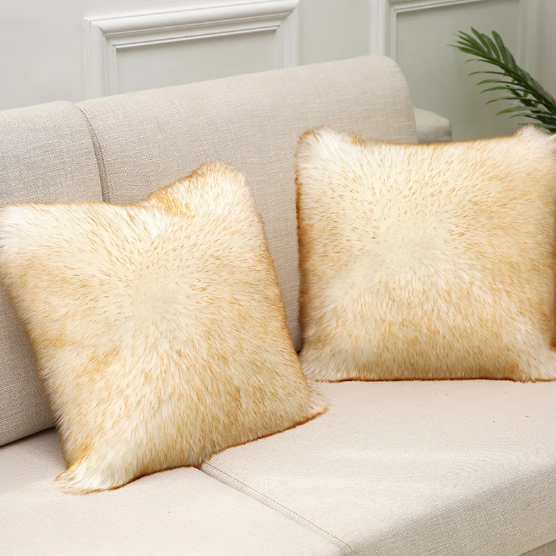 Sholisa, пушистый чехол для подушки из искусственного меха, одноцветная наволочка Cojines, наволочка для дивана, 45*45 см - Цвет: 14