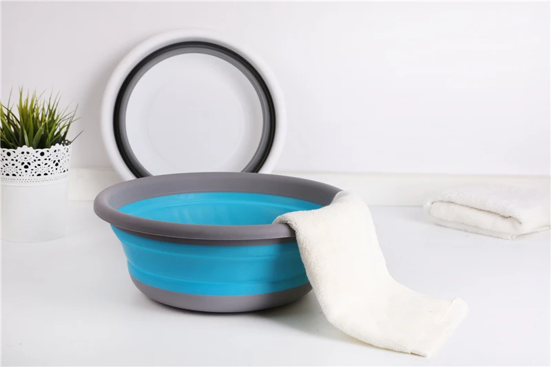 5L Big Folding Silicone Washbasin Food Container Wash Fruits Basin Space Saving Durable Bucket Travel Washing Water Holder Basin