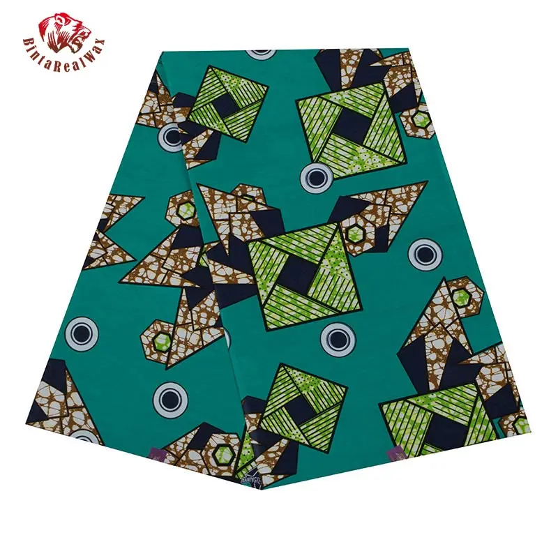 Африканская восковая хлопковая ткань зеленая хлопчатобумажная ткань модная африканская ткань материал 6 ярдов 24FS1354
