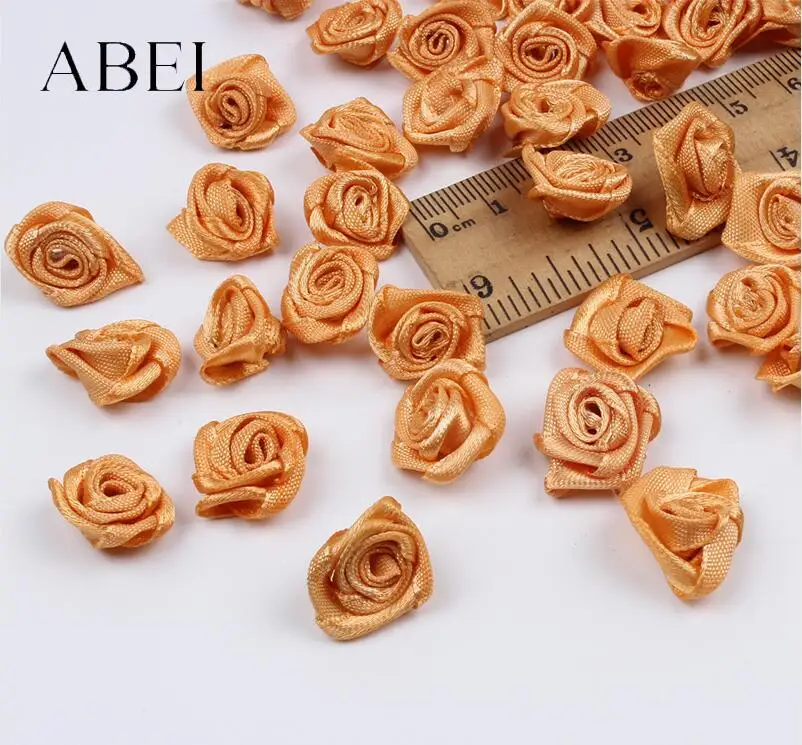 300pcs Multicolor Mini Satin Ribbon Rose Heads for Crafting and Decoration
