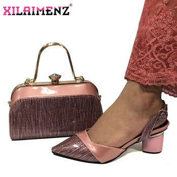 

2020 Summer Hot Selling New Arrivals Royal Wedding Clutch Bag Match Italian Women Shoes and Bag Matching Set in Pink Color