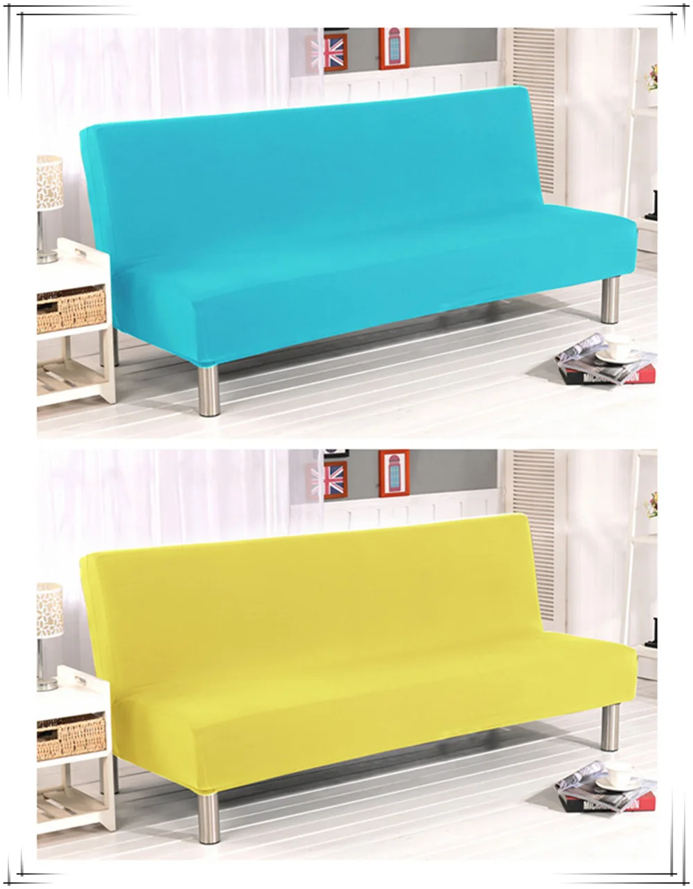 Modern Soild Color Elastic Sofa Bed Covers for Living Room Spandex Strench Slipcovers Anti-slip Brief No Handrails Couch Cover