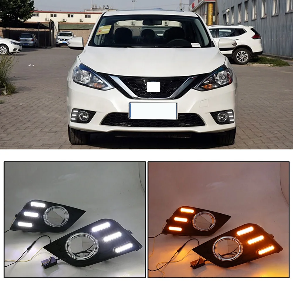 CAPQX 1 пара для Nissan Sylphy- Светодиодный дневной ходовой светильник DRL светильник противотуманная фара хромированная накладка Дневной светильник
