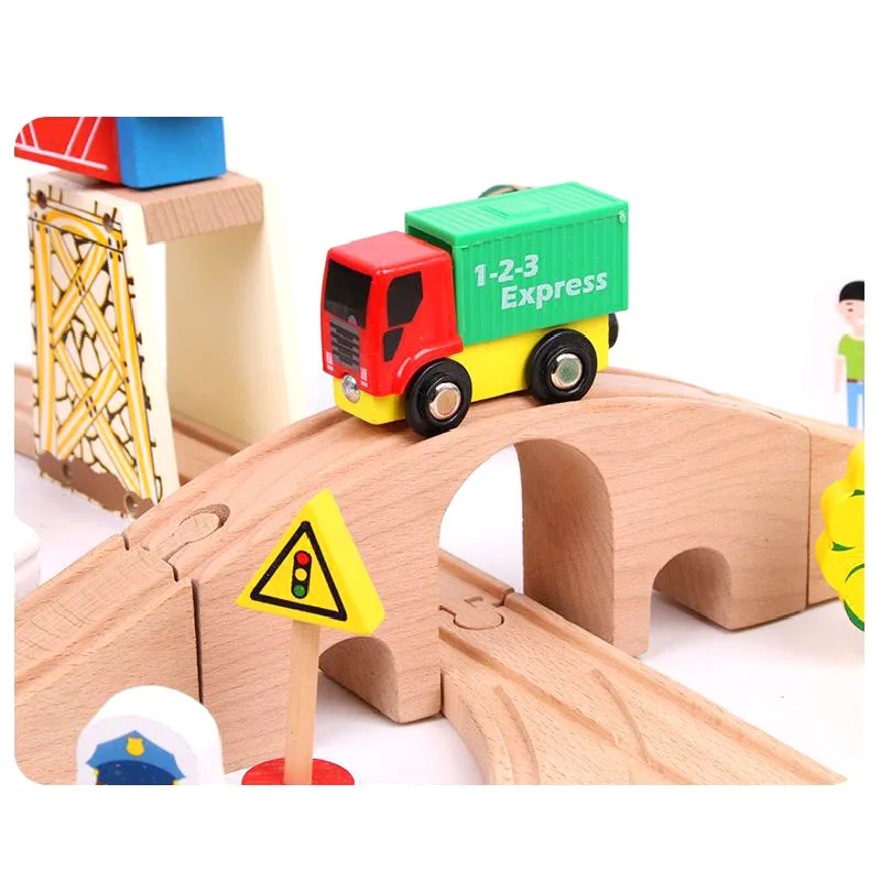 78 шт. роскошный деревянный трек набор деревянная железная дорога железнодорожные пути игрушки для детей подарок на день рождения Детские игрушки деревянный поезд