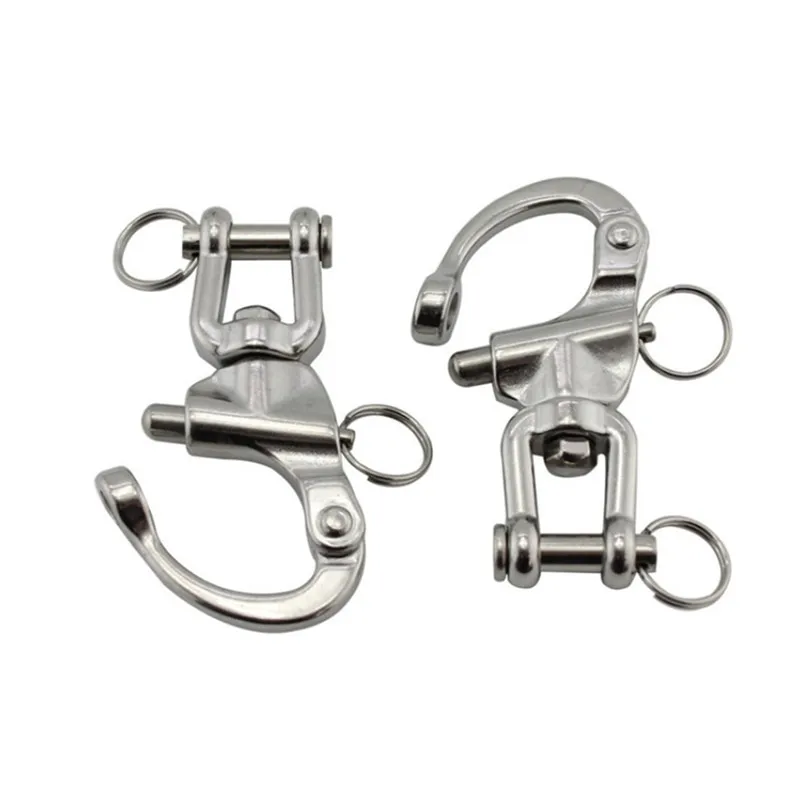 4cm and 5cm Pack of 2 Boat Marine Clip Stainless Steel Snap Hook Carabiner 