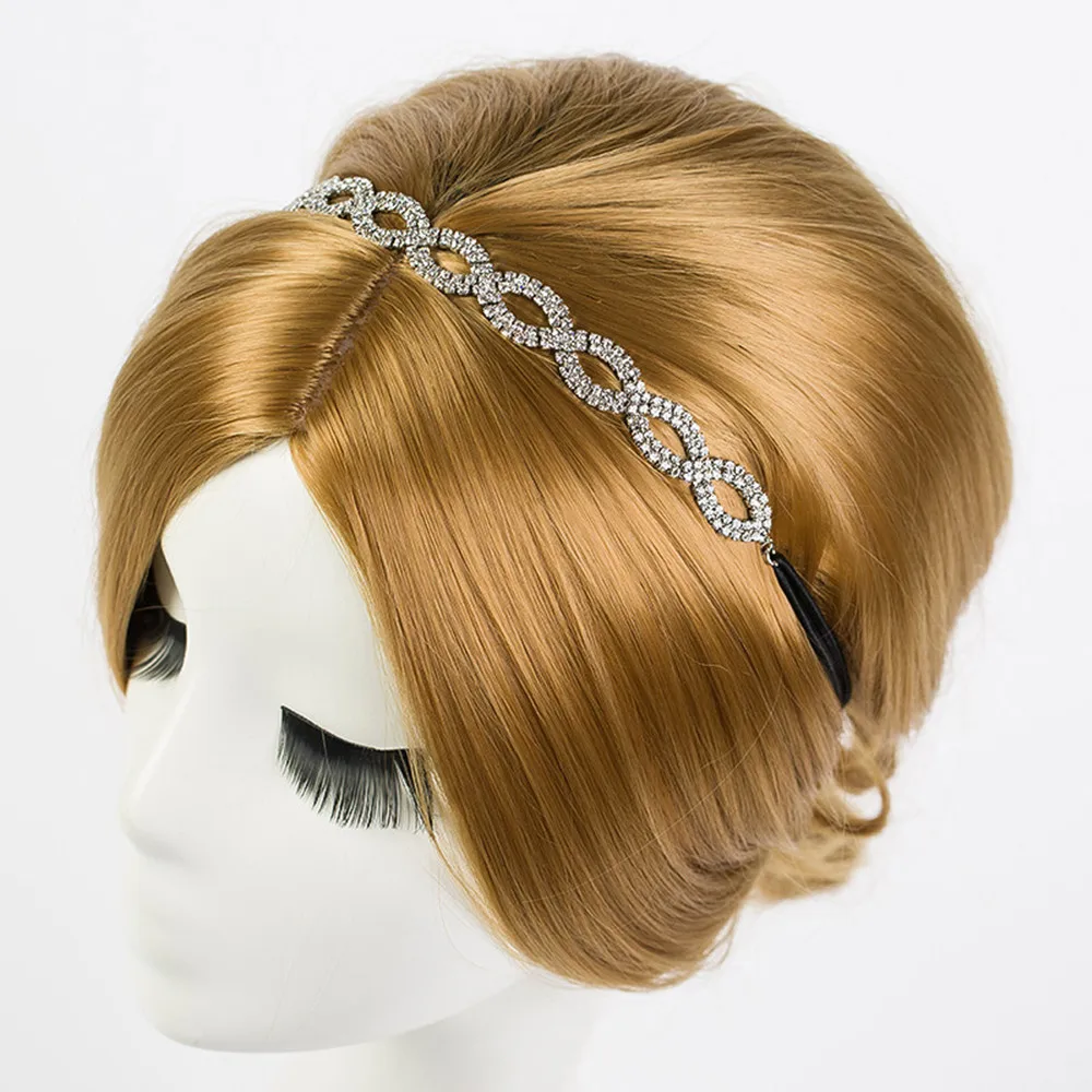 Rhinestone Elastic Headband Wedding Bridal Hair Chain Accessories for Women Luxury Crystal Hair Band Jewelry