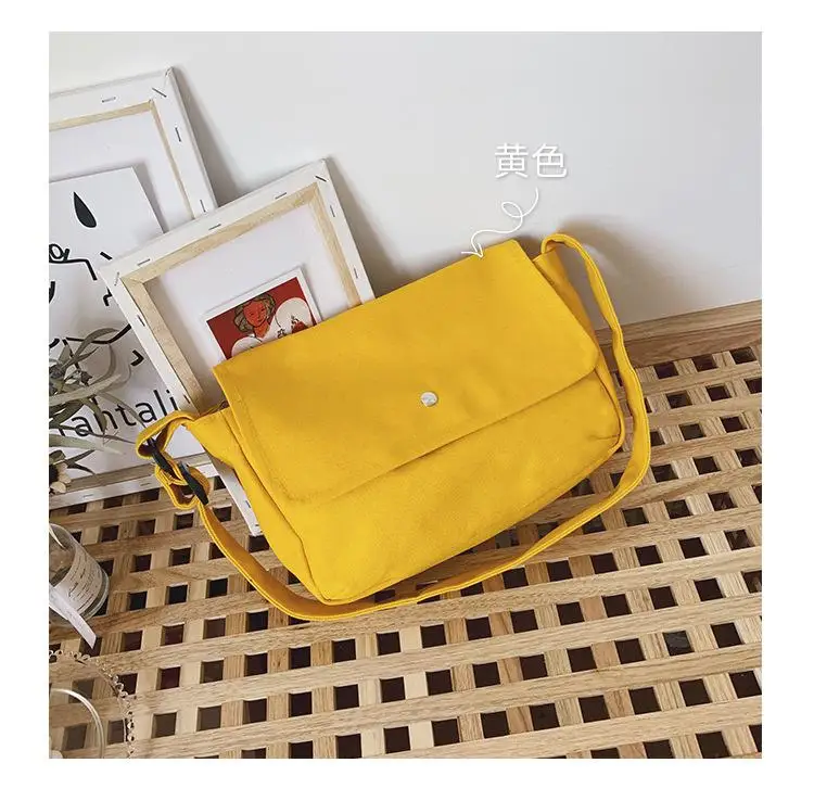 YELLOW Solid Color Canvas Messenger Bag Girl Femals Women Shoulder Bag Crossbody Handbag For Boys Baby Bags - Цвет: YELLOW