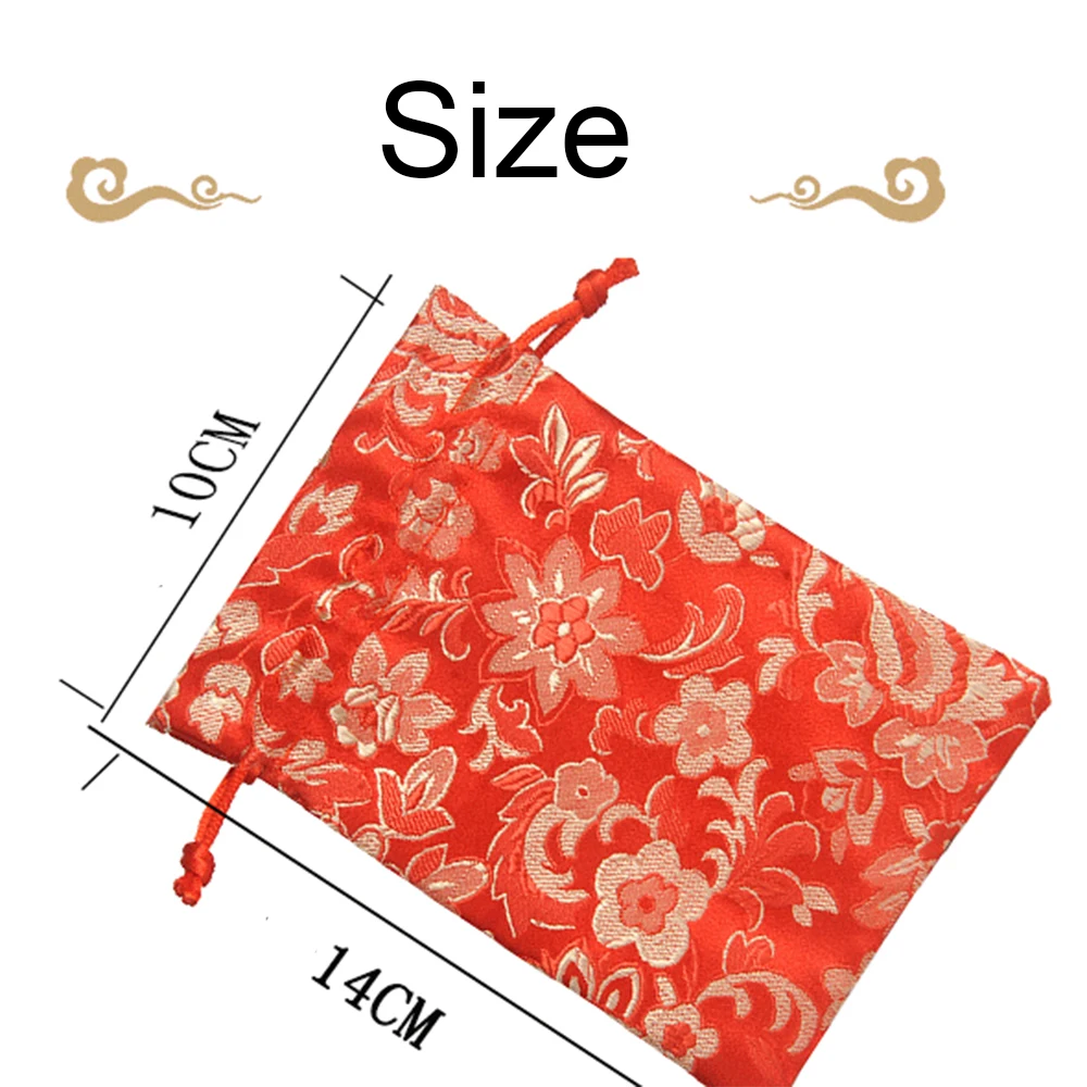 Handmade Embroidered Satin Drawstring Gift Pouch – Elegant Jewelry & Gift Packaging Bag