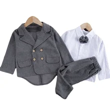 Vêtements de printemps pour bébés garçons, ensemble de 3 pièces, chemise et pantalon, en coton, tenue de sport pour enfants, nouvelle collection automne