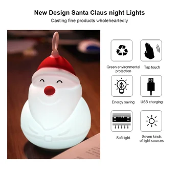 

Santa Silicone Touch Sensor LED Night Light Bluetooth USB Recharge Bedroom Desktop Decor Lamp For Children Baby Christmas Gift