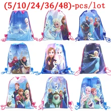 

Cartoon Drawstring Bag Disney Frozen 2 Anna Elsa Birthday Party Gift Non-woven Drawstring Bags Kids Girl Favor Shopping Backpack