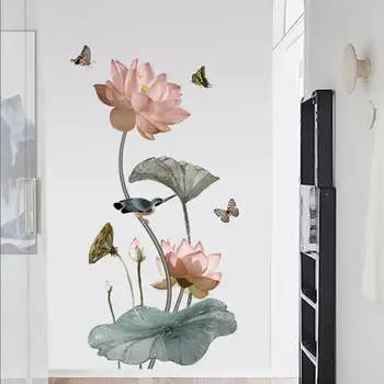 

3D Effect Lotus Wall Stickers Large Decorative Stickers Living Room Home Decor Flowers Wall Decals Bedroom Art Design PVC
