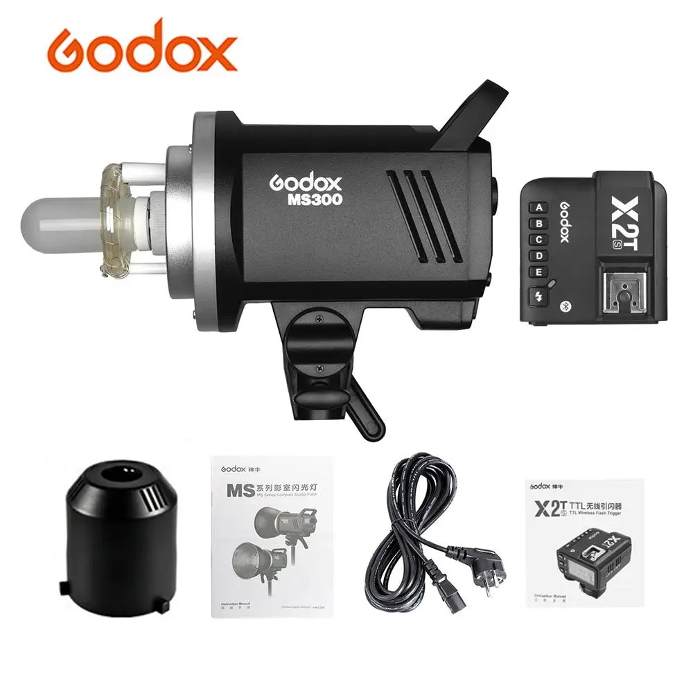 Вспышка-Стробоскоп Godox MS300 5600K 300Ws встроенная беспроводная система X 2 4G