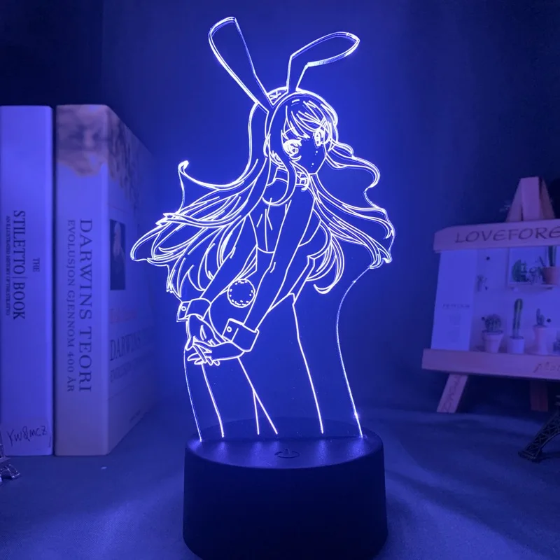 Anime Waifu Mai Sakurajima Led Night Light for Bedroom Decor Gift Friend Bunny Girl Lamp | Освещение