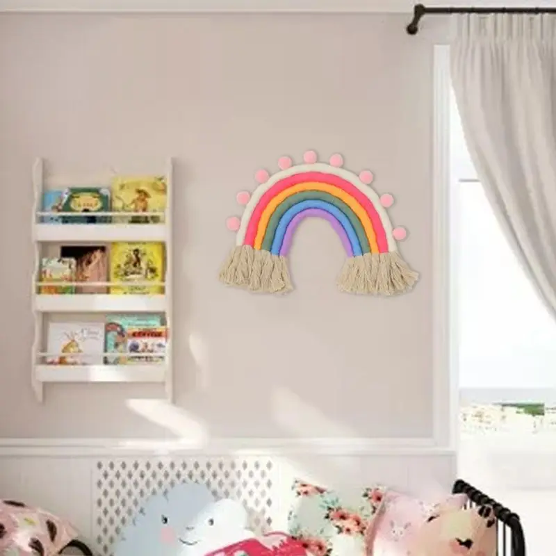 Decoración del hogar Decoración infantil Colgante De Pared De Arco Iris Tejido Nórdico para Dormitorio De Guardería Decoración De Fiesta Suministro De Rtengtunn Adorno Colgante Arcoiris 4B002 vemax.es
