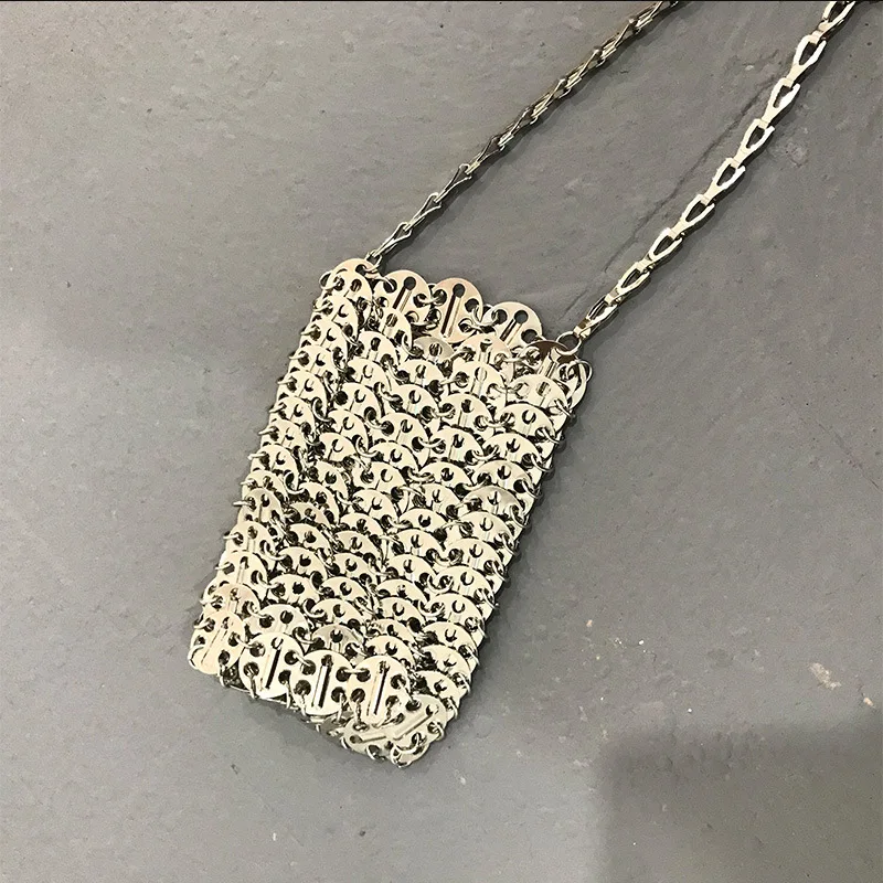 

High Textured 19ss A Xi Brother lu clean water yunzi Celebrity Style INS Metal Sequins Chain Crossbody Bag Mini Bag