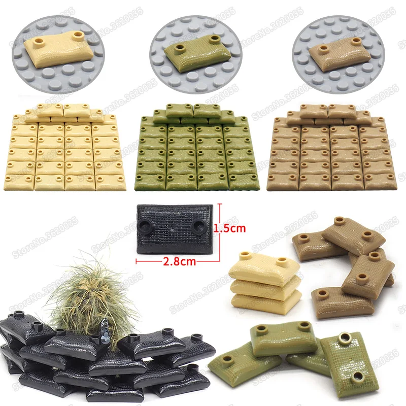 

Legoinglys Military Sandbag Building Blocks Weapons Cover Bag Assemble Model Diy City Figures ww2 Moc Child Christmas Gifts Toys