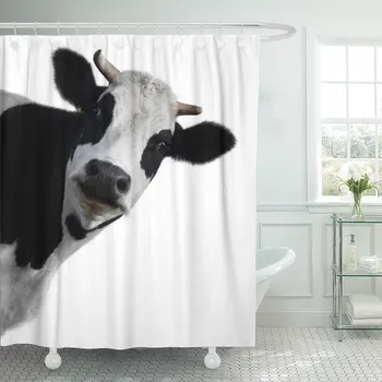 

Shower Curtain Black Dairy Funny Cow White Crazy Animal Waterproof Polyester Fabric Set with Hooks