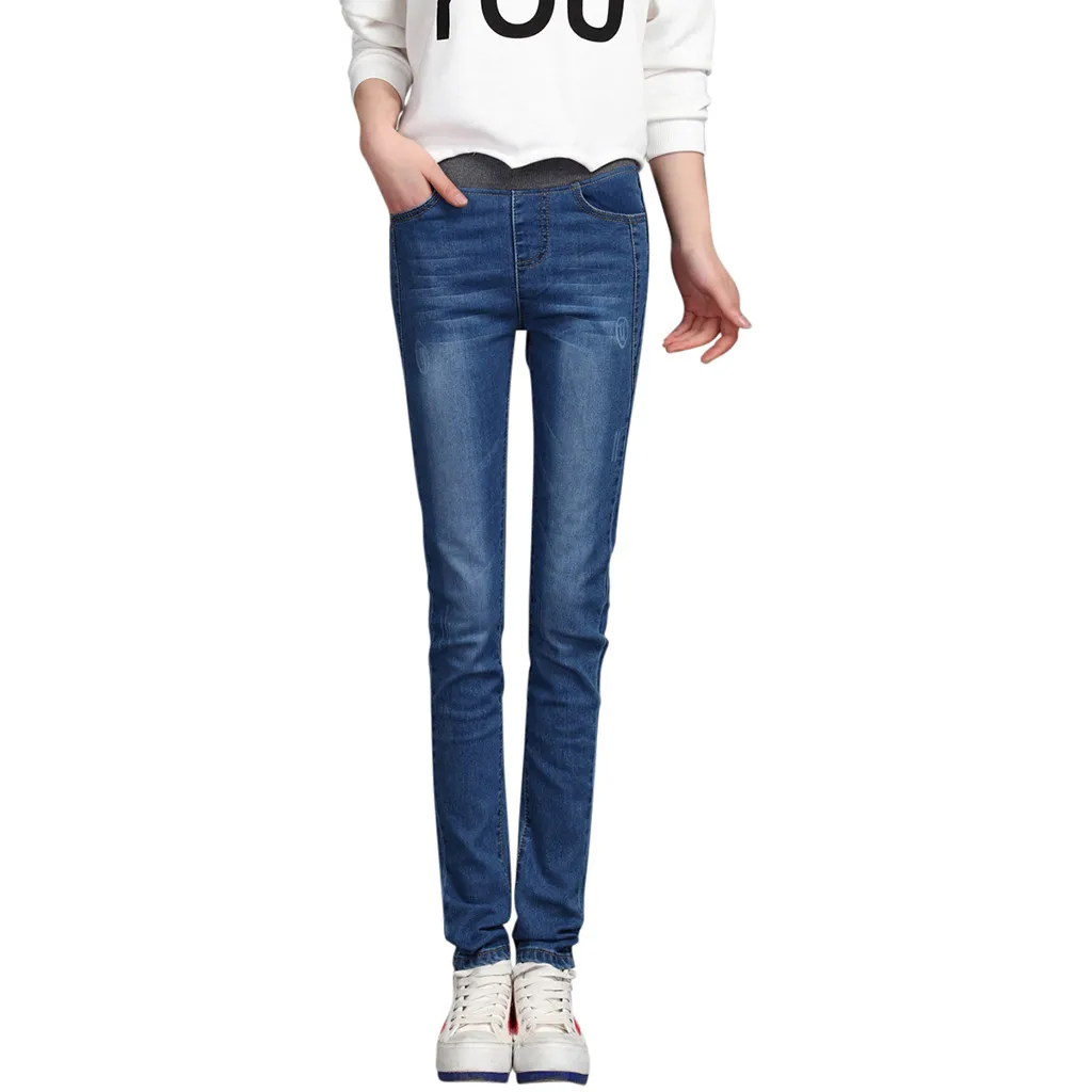 Теплые зимние женские джинсы из флиса с высокой талией, обтягивающие женские джинсы, женские зимние джинсы размера плюс, Стрейчевые бархатные брюки# G30 - Цвет: Небесно-голубой