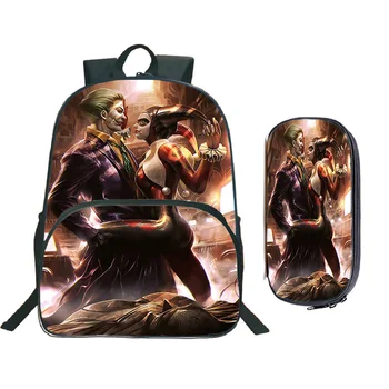 

High Quality Suicide Squad Joker Harleen Quinzel Bags Fashion Colourful Practicality Teens Daily Backpack with Pencil Case