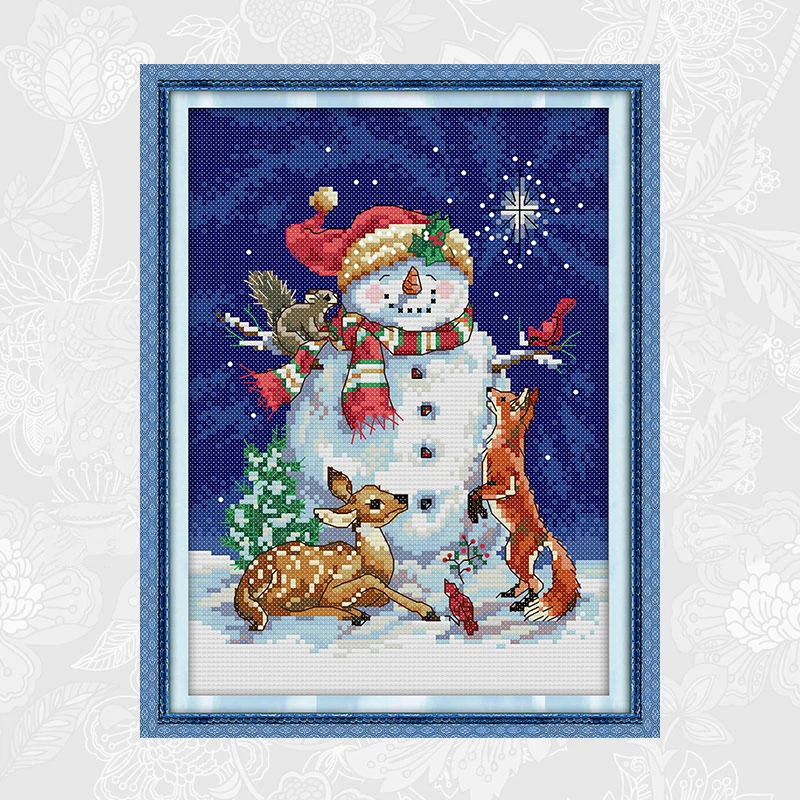 Joy Sunday Полночь снеговик вышивка крестом наборы экологический хлопок 14CT 11CT DIY ремесла ручной работы магазин продвижение продаж