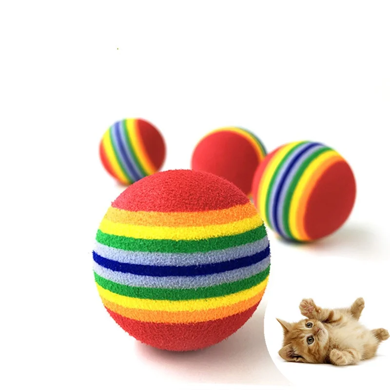1/5Pcs Rainbow Ball Cat Toy Colorful Interactive Pet Kitten Scratch Natural Foam EVA Training Supplies Product | Дом и сад