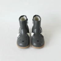 Autumn Winter Genuine Leather Children's Shoes Warm Lambswool Cartoon Bunny Baby Girls Ankle Boots Cowhide Boys Snow Boots 2
