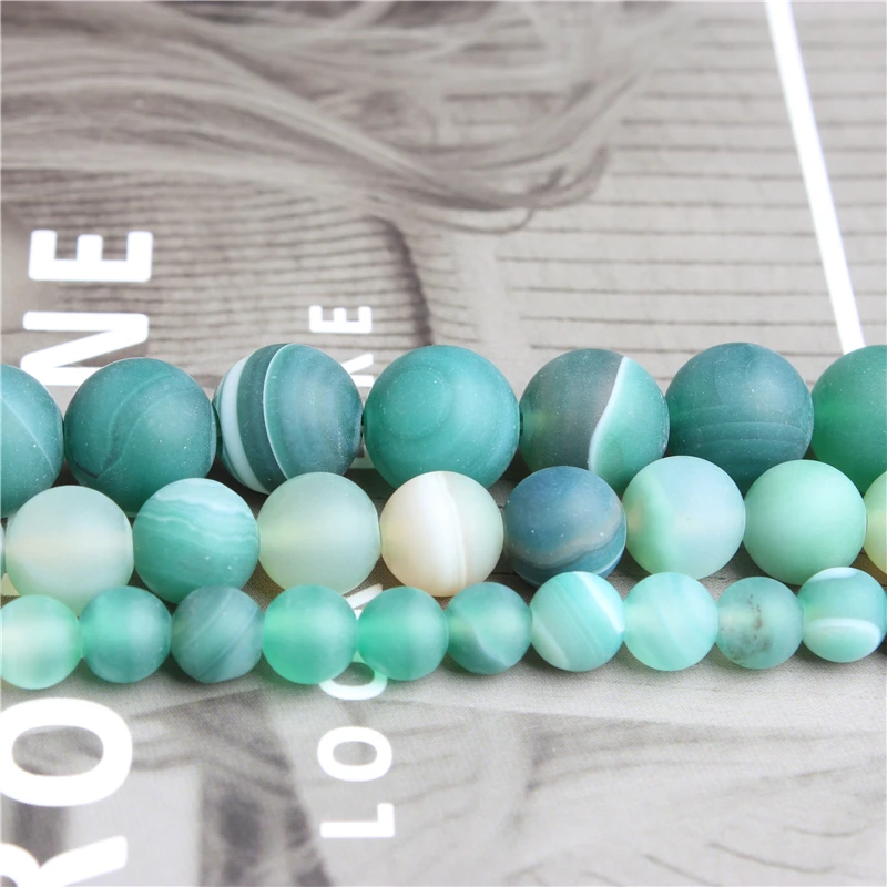 

Linxiang Natural jewelry dull polish green banded agates loose beads 4/6/8/10 mm DIY Bracelet Necklace Accessories