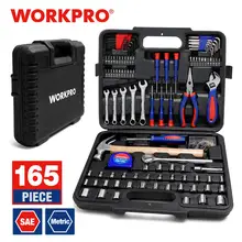 WORKPRO-Juego de herramientas para el hogar, 165 piezas, set de accesorios para casa, incluye llave, destornillador, alicates