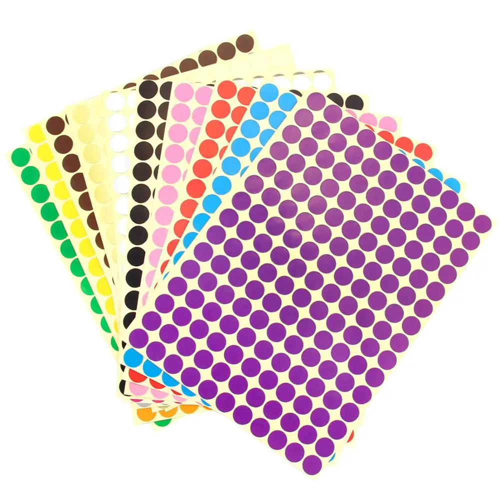 14 Sheets Assorted Color Removable Coding Label Round Dot Stickers for DIY Scrapbooking Crafts Making Notes Marks Game 2310 Dots