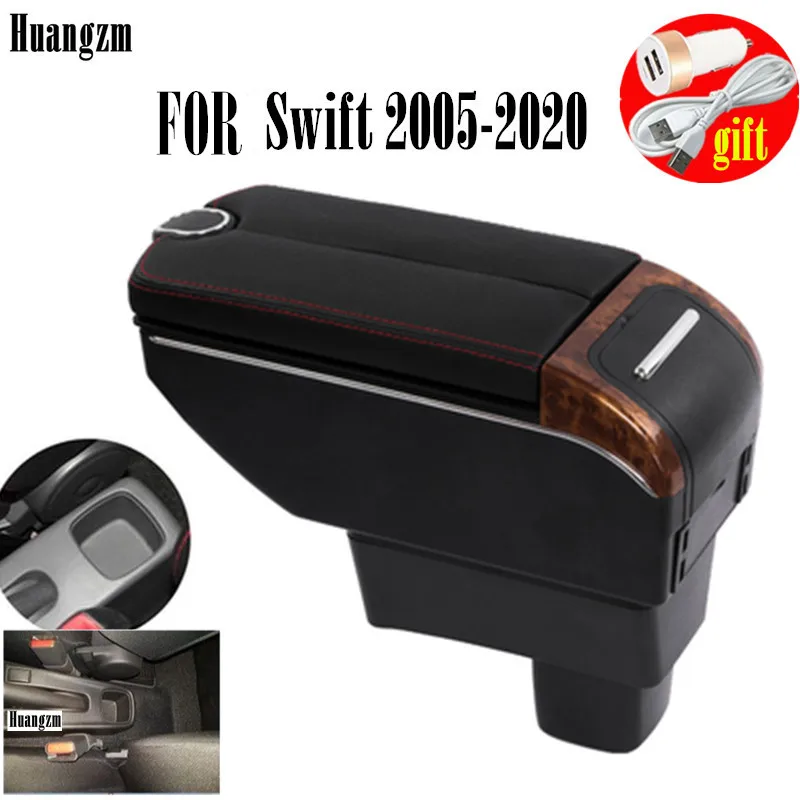Двойные двери открываются 7usb консоль коробка для хранения Suzuki Swift 2005-2020