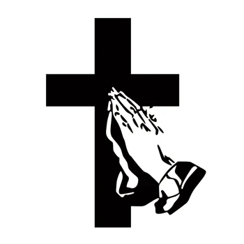 

Simple Self Adhesive DIY Art Praying Hands Wall Sticker Living Room Bedroom Conviction Cross Sofa Background Decal Home Decor