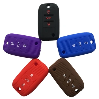 

Silica Gel Car Key Cover Case For Mg Zs Top Layer Leather Rubber Flip Key Remote Control Case For Keychain Alarm Flip Key