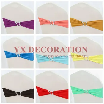 

20PCS Lycra Chair Band Spandex Sash With Butterfly Buckle For Chair Cover Wedding Event Decoration