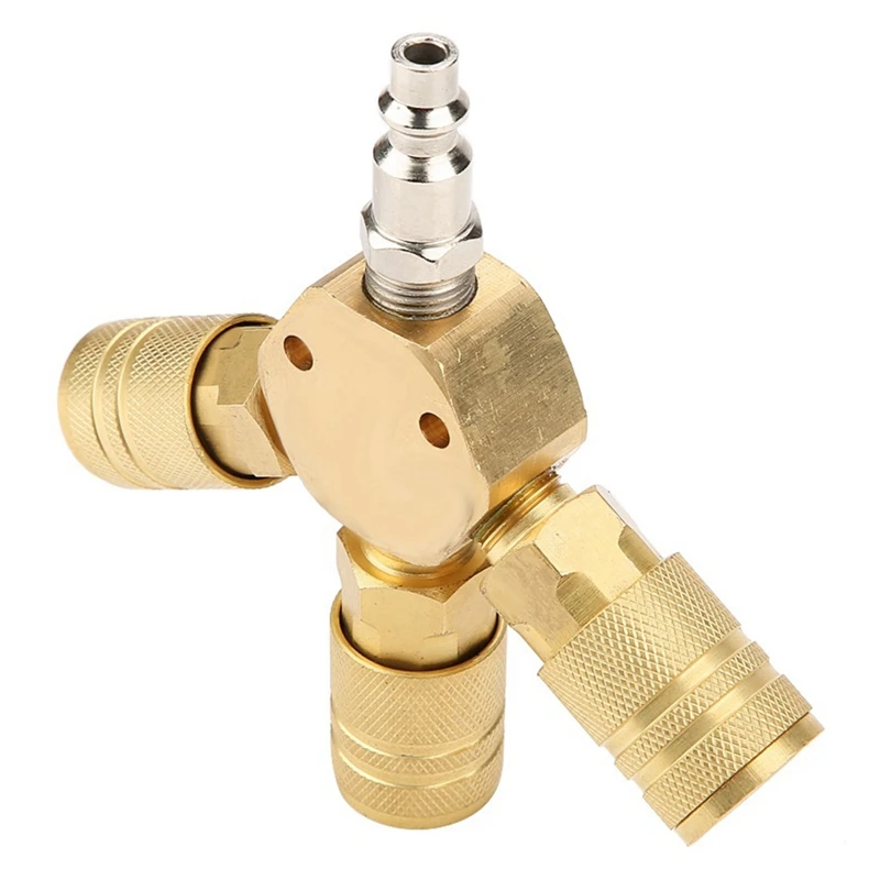 1/4 inch 3 канальный плоский шестигранный коллектор латунь воздушный Вращательный соединитель в dustrial воздушный шланг разветвитель муфта