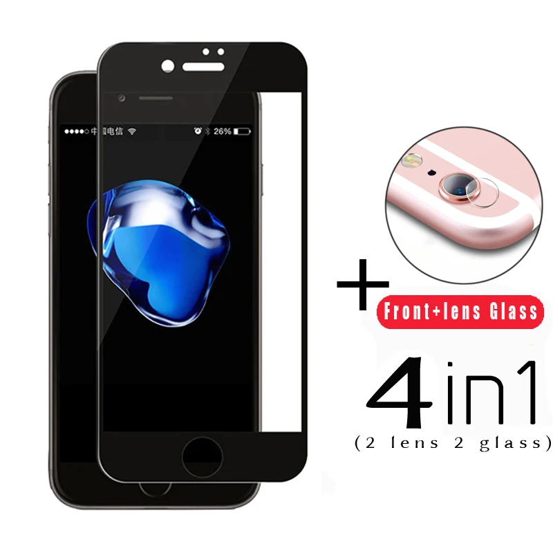 4 в 1 Защитная пленка для экрана камеры iPhone SE 2020 5 6s 7 8 11 Pro XS Max закаленное стекло