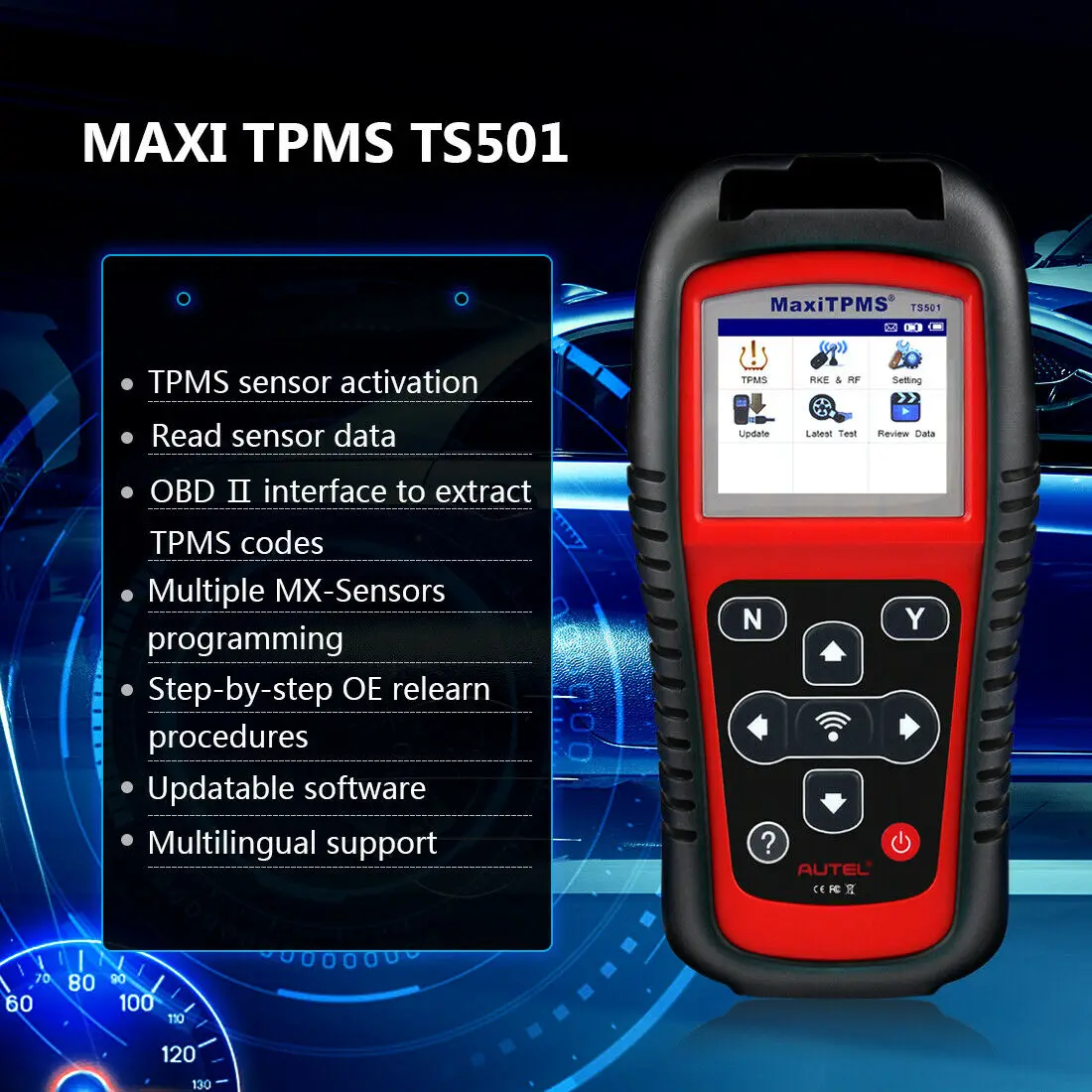 Autel MaxiTPMS TS501 TPMS Relearn Tool Reset Diagnostic Read/Clear DTCs Sensor Activation Program MX-Sensor car diagnostic tool